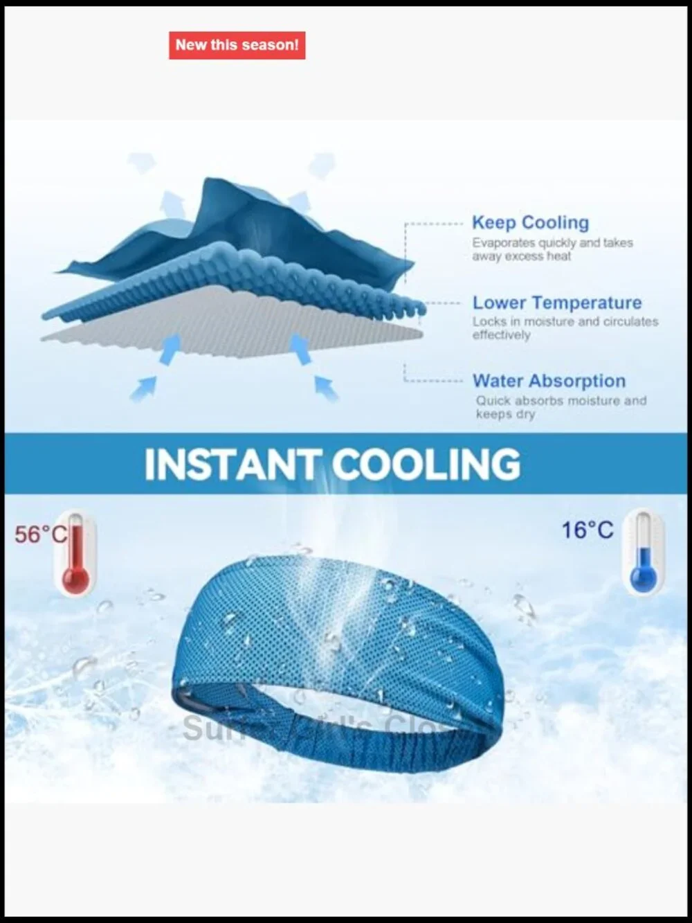 Cooling Headbands for Women, Moisture Wicking Non-Slip Sweatbands